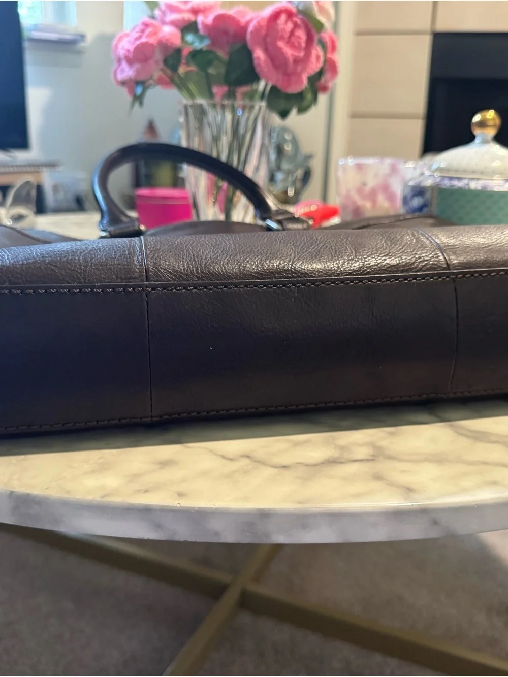 Fossil Dark Brown Leather Briefcase Tote